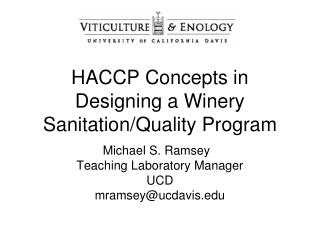 HACCP Concepts in Designing a Winery Sanitation/Quality Program