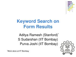 Keyword Search on Form Results