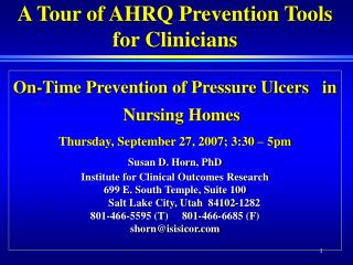 A Tour of AHRQ Prevention Tools for Clinicians