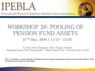 WORKSHOP 28: POOLING OF PENSION FUND ASSETS