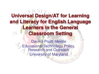 Davina Pruitt-Mentle Educational Technology Policy, Research and Outreach University of Maryland