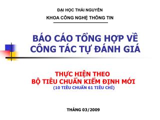 BÁO CÁO TỔNG HỢP VỀ CÔNG TÁC TỰ ĐÁNH GIÁ