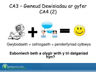 CA3 – Gwneud Dewisiadau ar gyfer CA4 (2)
