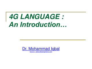 4G LANGUAGE : An Introduction…