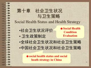 第十章 社会卫生状况 与卫生策略 Social Health Status and Health Strategy