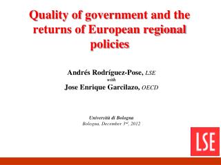 Quality of government and the returns of European regional policies