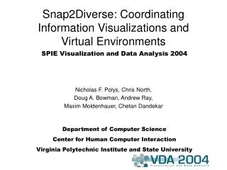 Snap2Diverse: Coordinating Information Visualizations and Virtual Environments