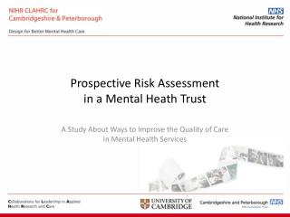 Prospective Risk Assessment in a Mental Heath Trust