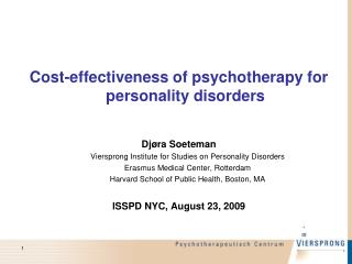 Cost-effectiveness of psychotherapy for personality disorders Dj ø ra Soeteman