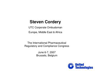 Steven Cordery UTC Corporate Ombudsman Europe, Middle East &amp; Africa