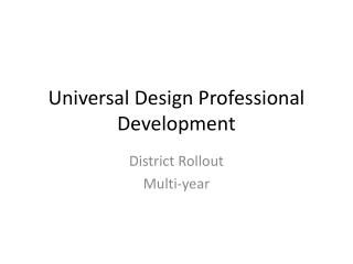 Universal Design Professional Development