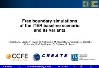 Free boundary simulations of the ITER baseline scenario and its variants