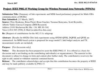 Project: IEEE P802.15 Working Group for Wireless Personal Area Networks (WPANs)