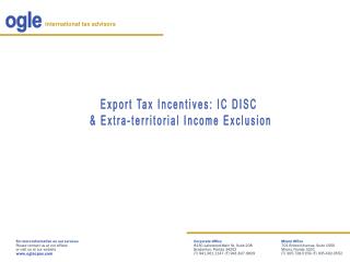 Export Tax Incentives: IC DISC &amp; Extra-territorial Income Exclusion