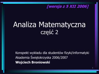 Analiza Matematyczna część 2