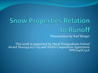 Snow Properties Relation to Runoff