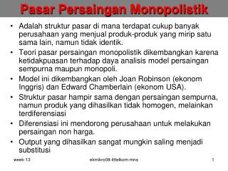 Pasar Persaingan Monopolistik