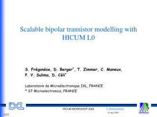 Scalable bipolar transistor modelling with HICUM L0