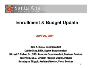 Enrollment &amp; Budget Update