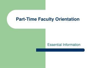 Part-Time Faculty Orientation