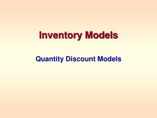 Inventory Models