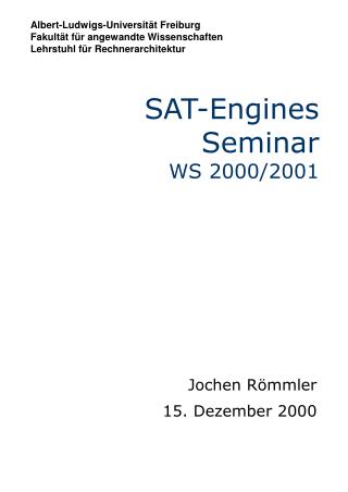 SAT-Engines Seminar WS 2000/2001
