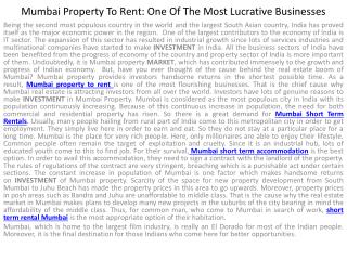 Mumbai Property To Rent: One Of The Most Lucrative Businesse