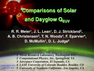 Comparisons of Solar and Dayglow Q EUV