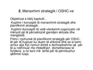 2. Menaxhimi strategjik i OSHC-ve