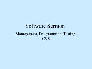 Software Sermon