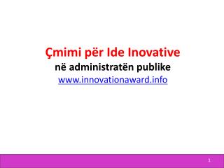 Çmimi për Ide I novative në administratën publike innovationaward