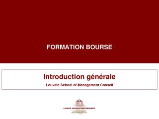 FORMATION BOURSE