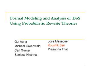 Formal Modeling and Analysis of DoS Using Probabilistic Rewrite Theories