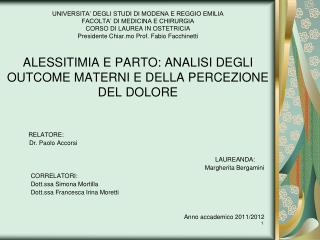RELATORE: Dr. Paolo Accorsi