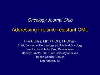 Oncology Journal Club Addressing Imatinib-resistant CML