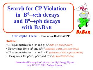 Search for CP Violation in B 0 h decays and B 0 h decays with B A B AR