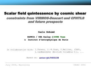 Scalar field quintessence by cosmic shear