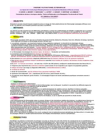 SYNDROME POLYFONCTIONNEL DE FIBROMYALGIE