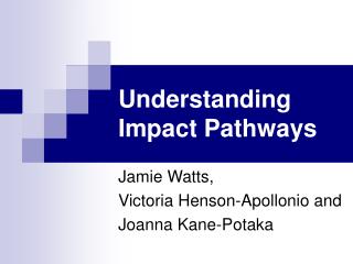 Understanding Impact Pathways