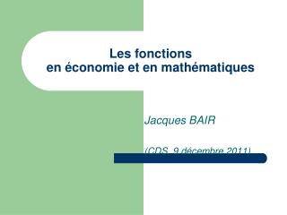 Les fonctions en économie et en mathématiques