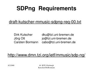 SDPng Requirements
