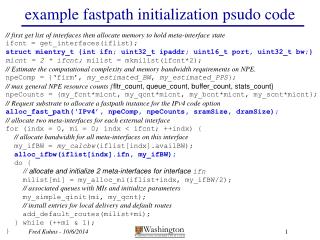 example fastpath initialization psudo code