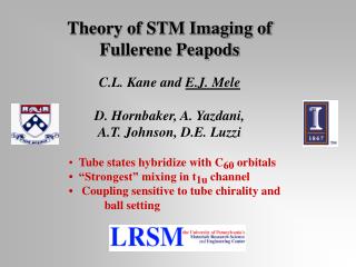Theory of STM Imaging of Fullerene Peapods C.L. Kane and E.J. Mele D. Hornbaker, A. Yazdani,