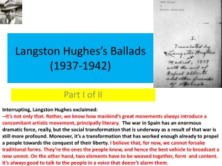 Langston Hughes’s Ballads (1937-1942)