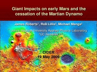 Giant Impacts on early Mars and the cessation of the Martian Dynamo