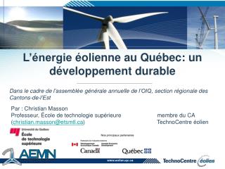 L’énergie éolienne au Québec: un développement durable
