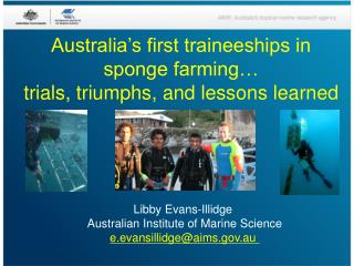 Australia’s first traineeships in sponge farming… trials, triumphs, and lessons learned