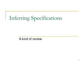 Inferring Specifications