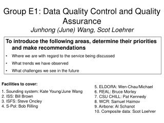 Group E1: Data Quality Control and Quality Assurance Junhong (June) Wang, Scot Loehrer