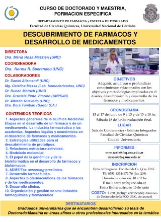 CURSO DE DOCTORADO Y MAESTRIA, FORMACION ESPECIFICA